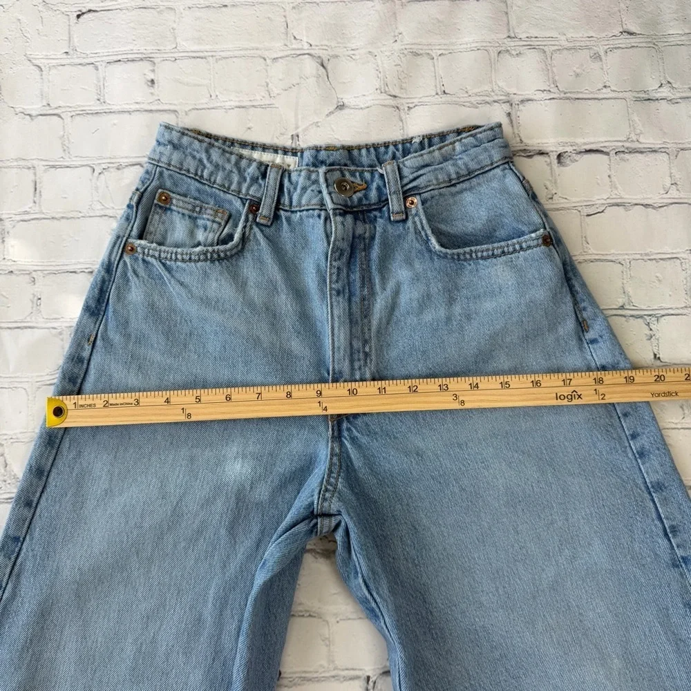 ✅ Zara Light Blue High Rise Wide Barrel Leg Jeans size 0 EUR 32